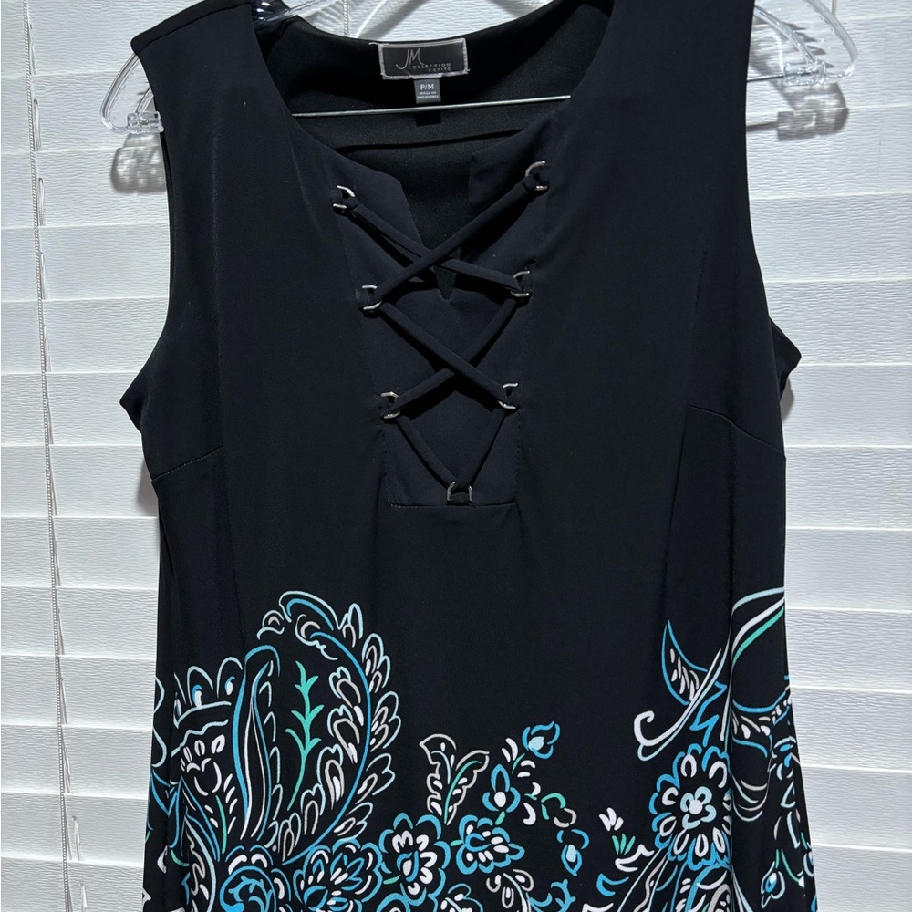 JM Collection Black and Blue Lace-Up Midi Dress - Picture 5 of 9